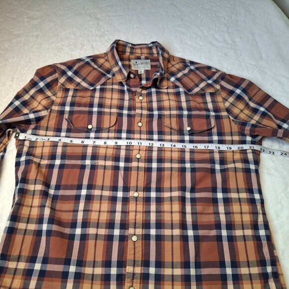 Lucky Brand Western Plaid Shirt Sz M Pearl Snap Button Cowboy Rodeo Classic - Picture 11 of 13